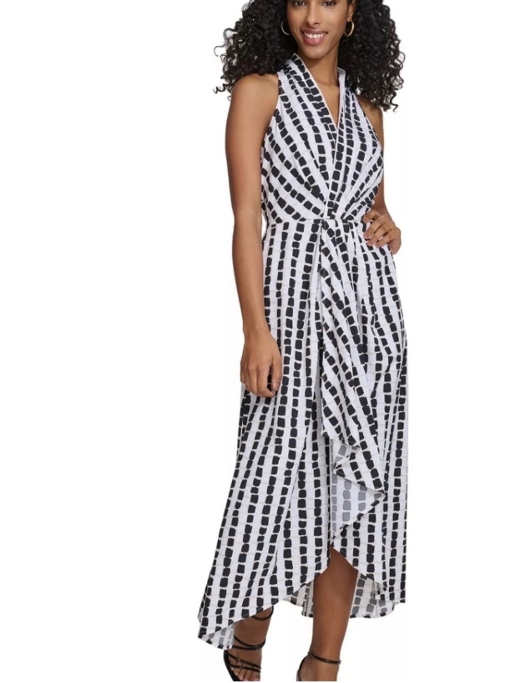 Calvin Klein geometric block-print halter maxi dress size 6 NWT
